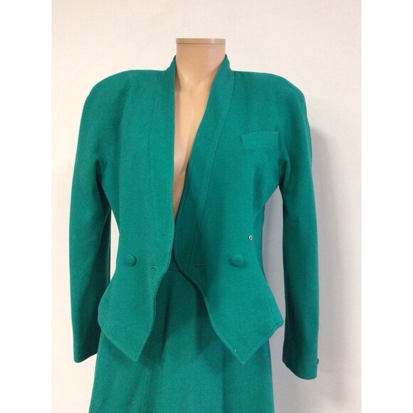 Daniel Niveau Wool Skirt Suit 2 Piece Designer 90’s Shoulder Pads Womens 6 - Picture 8 of 9